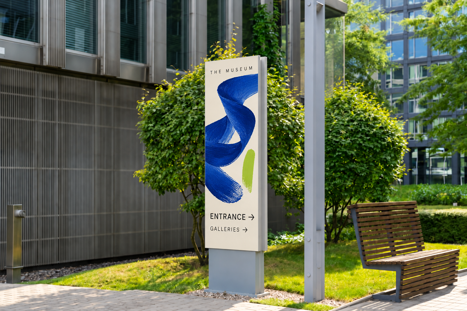 Exterior signage and branded panel